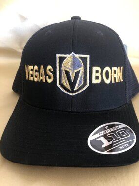 Las Vegas Golden Knights Vegas Born Black Mesh Trucker Snapback Hat!